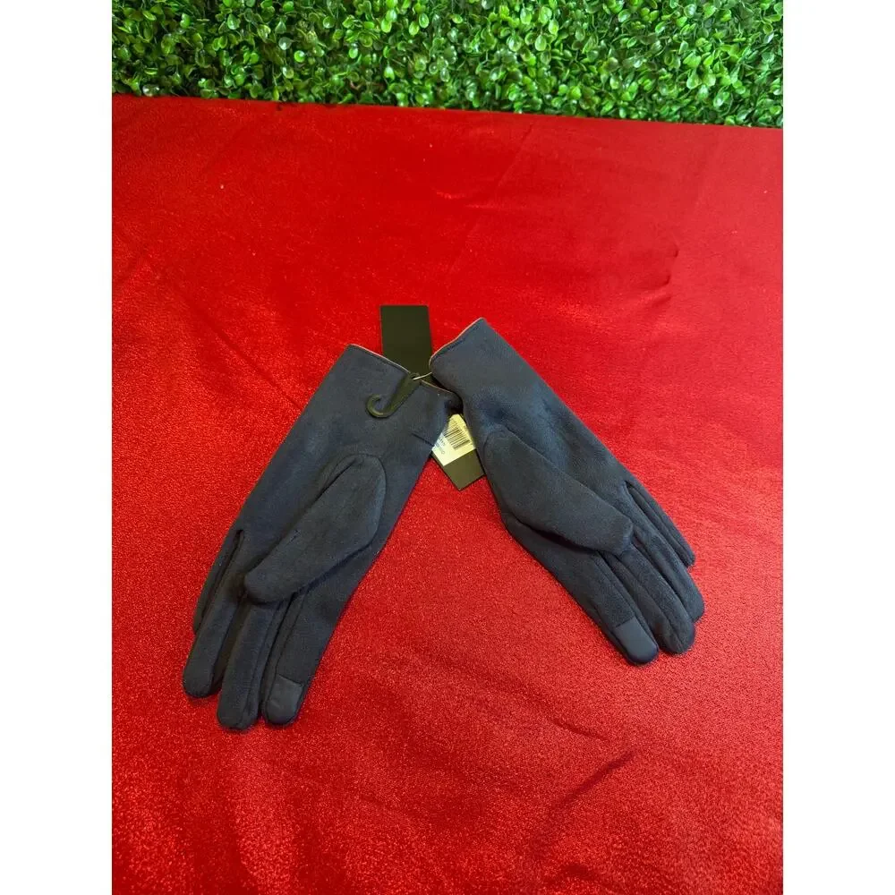 NWT Marcus Adler Women's Navy Faux Suede Bow Touchscreen Gloves One Size Gift